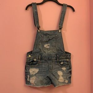 2.1 denim jean short overall